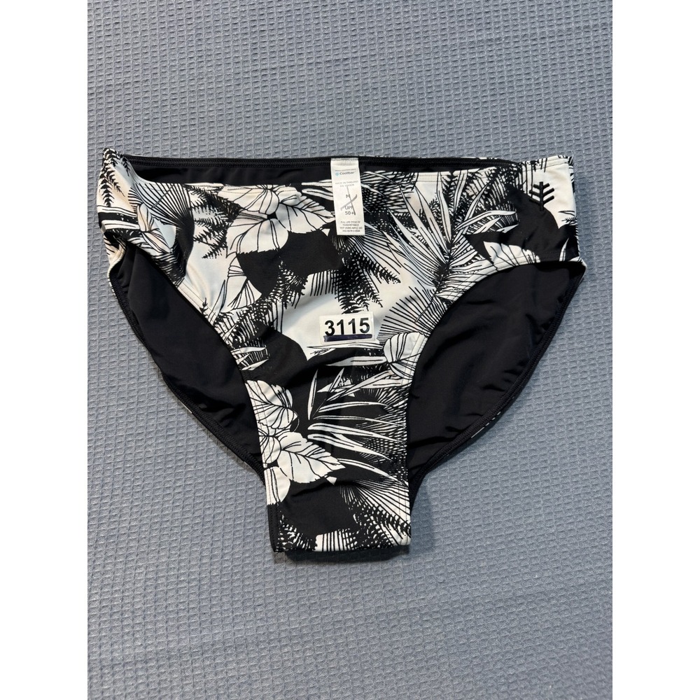 Coolibar Medley Swim Bottoms Womens Medium Black White Tropical UPF 50+